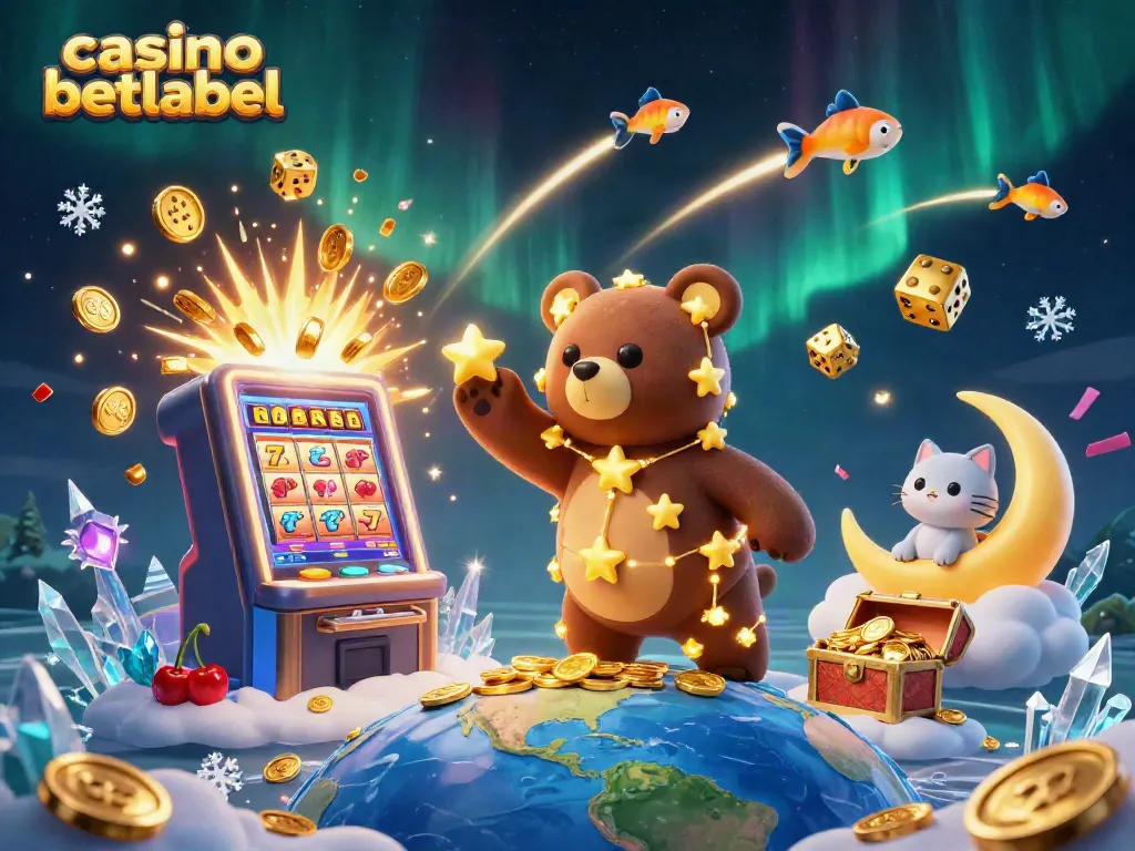 Experience the thrill of casino betlabel with colorful games and jackpot excitement in this vibrant illustration.