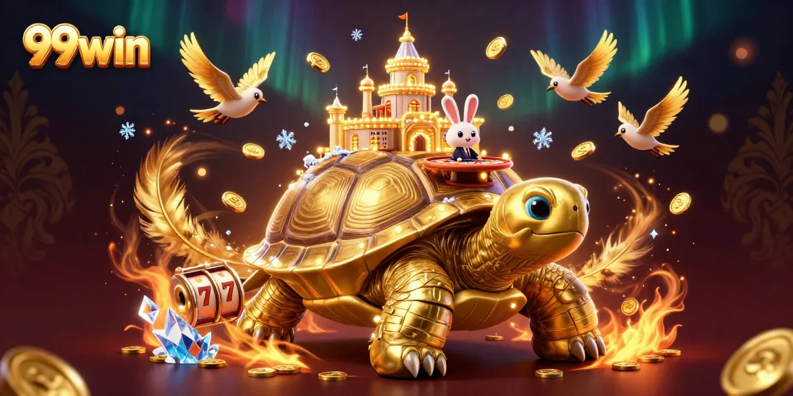 Experience exciting gameplay with 99win’s golden casino, an enticing cartoon turtle scene.