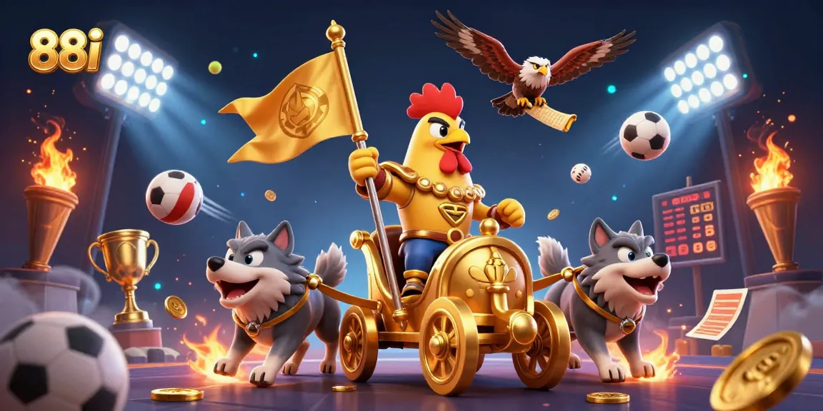 Get ready to win big at 88i with an epic battle featuring a rooster warlord and dynamic sports action.