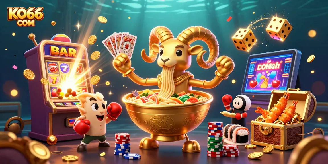 Engage with KO66 COM's thrilling casino experience featuring vibrant characters and jackpot excitement.