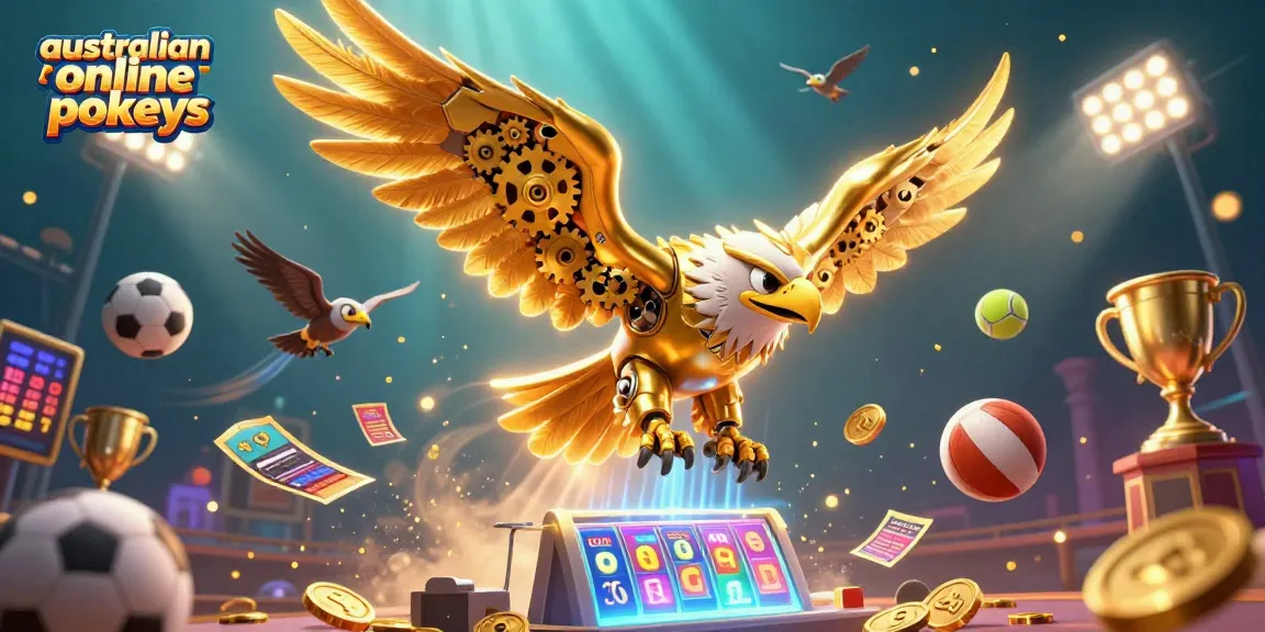 Spin the reels with australian online pokies, as a golden eagle swoops through the excitement of virtual slots.