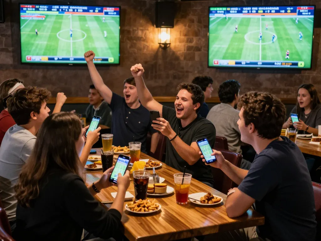ดูบอลสด excitement as fans cheer while placing live bets on their smartphones