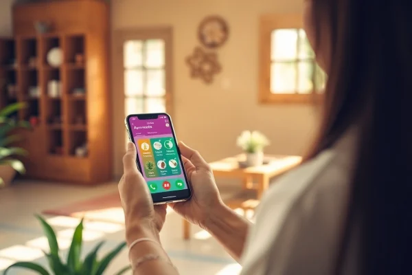 Engaging user with Ayurveda Mobile App in a traditional Ayurvedic clinic setting.