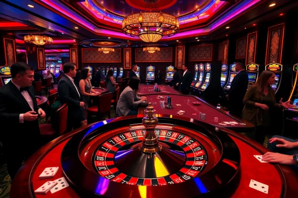 Experience excitement at https://888vi.io/ with gamblers engaging at a luxurious roulette table.
