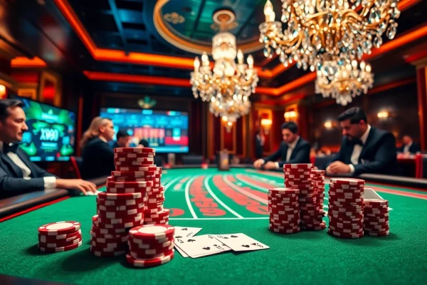 Experience thrilling Baccarat action at XX88 with vibrant card tables and engaged players.