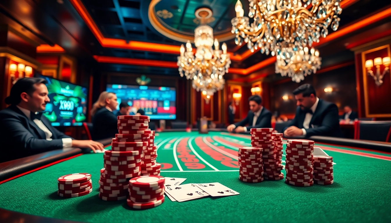 Experience thrilling Baccarat action at XX88 with vibrant card tables and engaged players.
