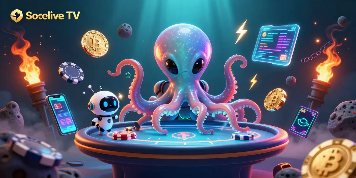 Experience thrilling gameplay with Socolive TV's vibrant 3D poker adventure featuring an alien octopus.